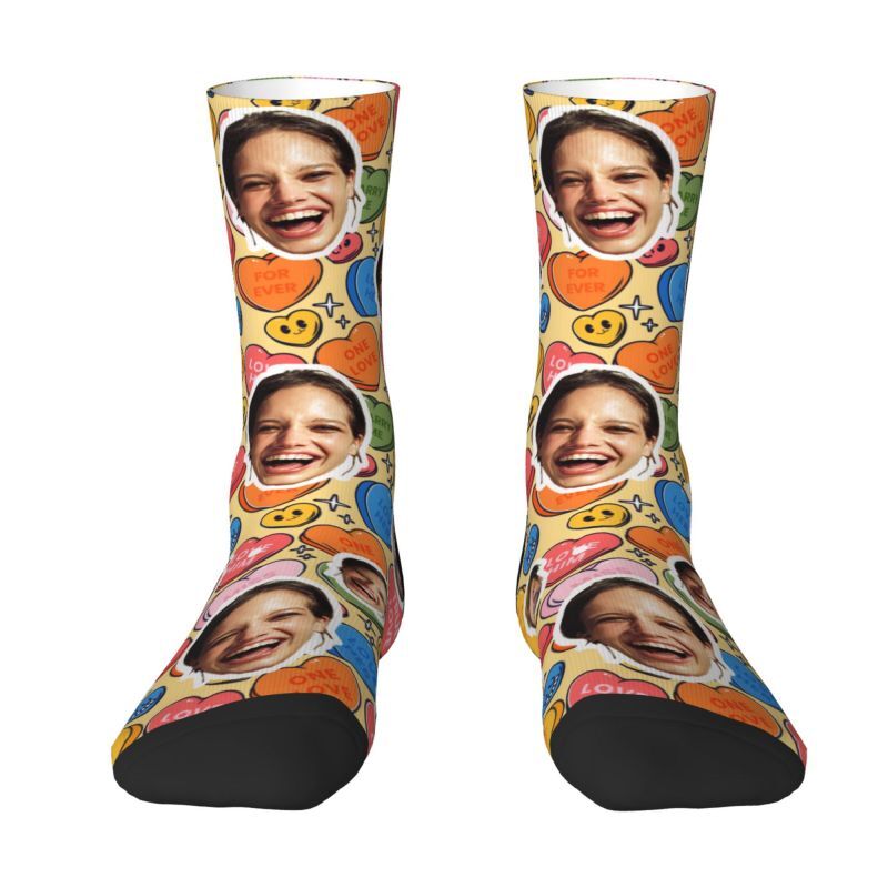 "Super Love" Customized Face Socks for Couples