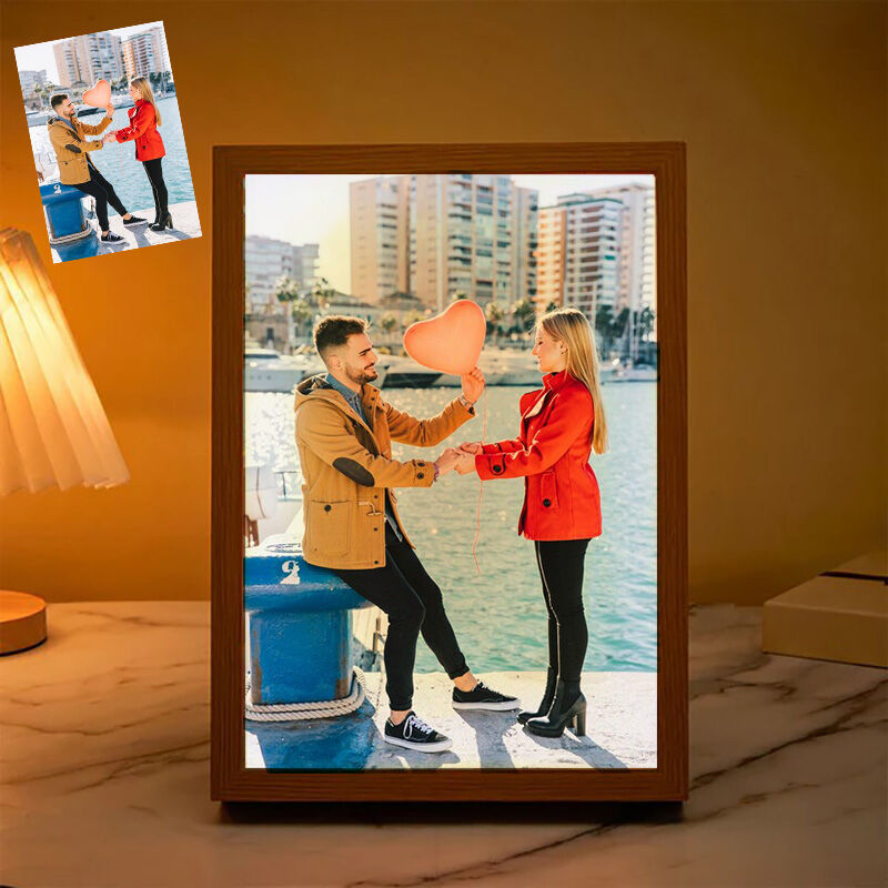 Personalized Picture Frame Lamp Romantic Present for Couples