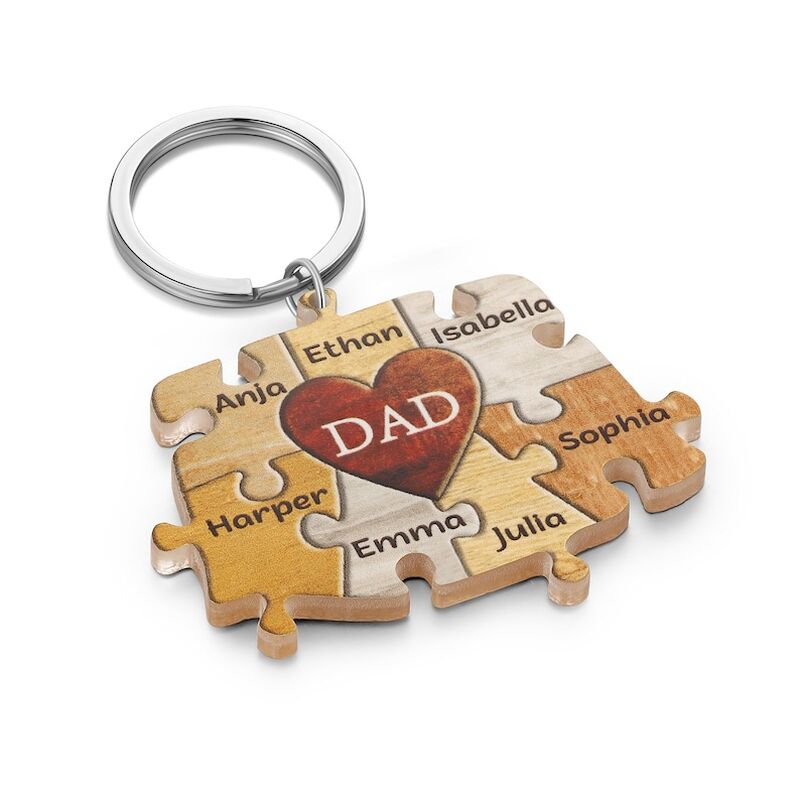 Llavero de Rompecabezas Personalizado con Nombre de Familia - Regalo de Navidad Personalizado