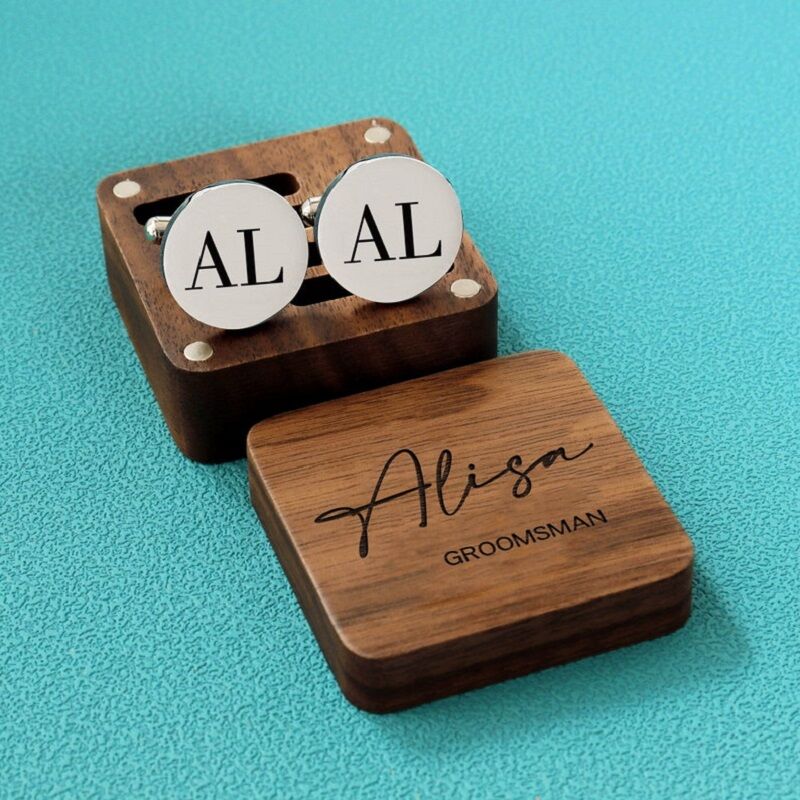 Personalisierte Manschettenknöpfe Initiale Name Zwei Buchstaben Design Perfektes Hochzeitsgeschenk für Trauzeugen