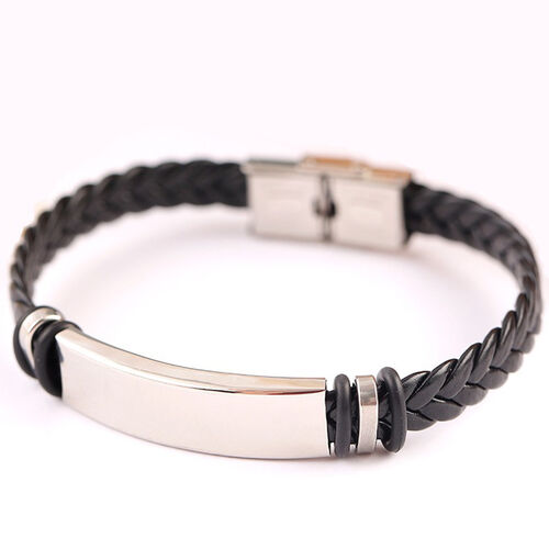 "Always Remember You" Personalized Bracelet For Men Stainless Steel Woven