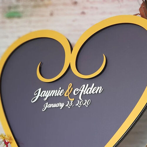Personalized Heart Shaped Wooden Acrylic Custom Name Guest Book