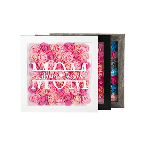 Custom Rose Flower Frame Box Gift with Engraved Name Gift for Mom/Mother's Day