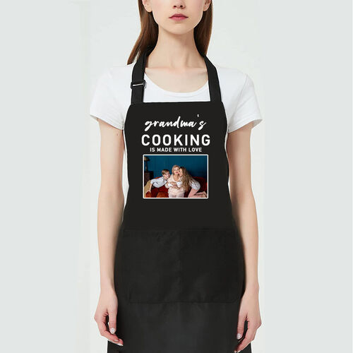 Personalisierte Foto Schürze Warmes Geschenk für Oma "Großmutters Kochen ist mit Liebe gemacht"