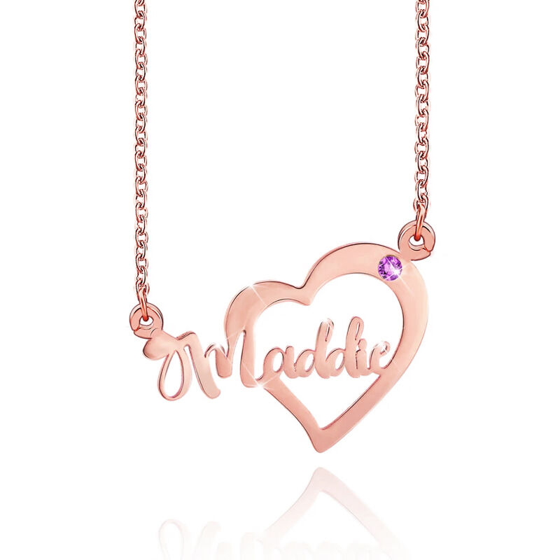 "Love Poem" Personalized Name Necklace With Birthstone