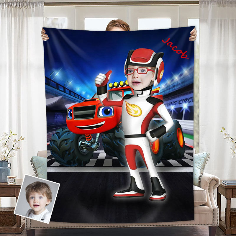 Personalized Custom Photo Blanket Racer Shape Flannel Blanket