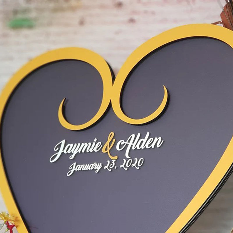 Personalized Heart Shaped Wooden Acrylic Custom Name Guest Book