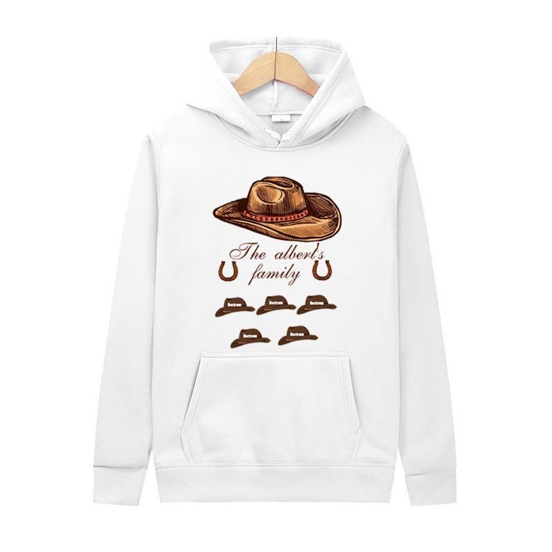 Personalized Hoodie with Custom Name Cowboy Hat Pattern Amazing Gift for Daddy