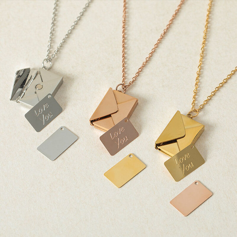 Personalized Envelope Engraved Necklace Romantic Valentine's Day Gift