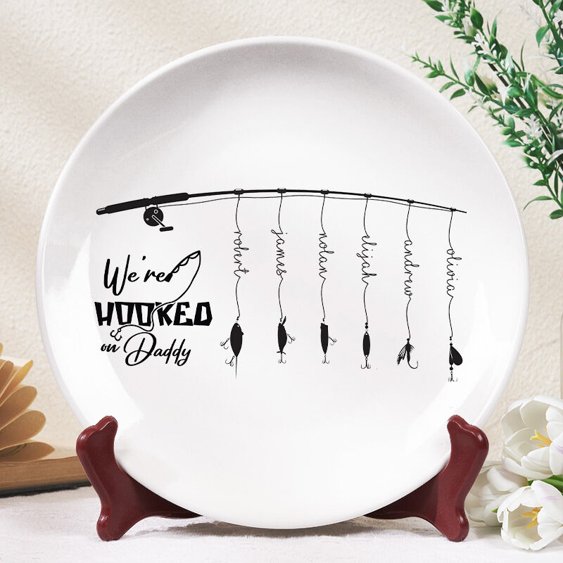 Personalisiertes Namensschild mit zufälligem Fisch-Muster Lustiges Geschenk für Papa