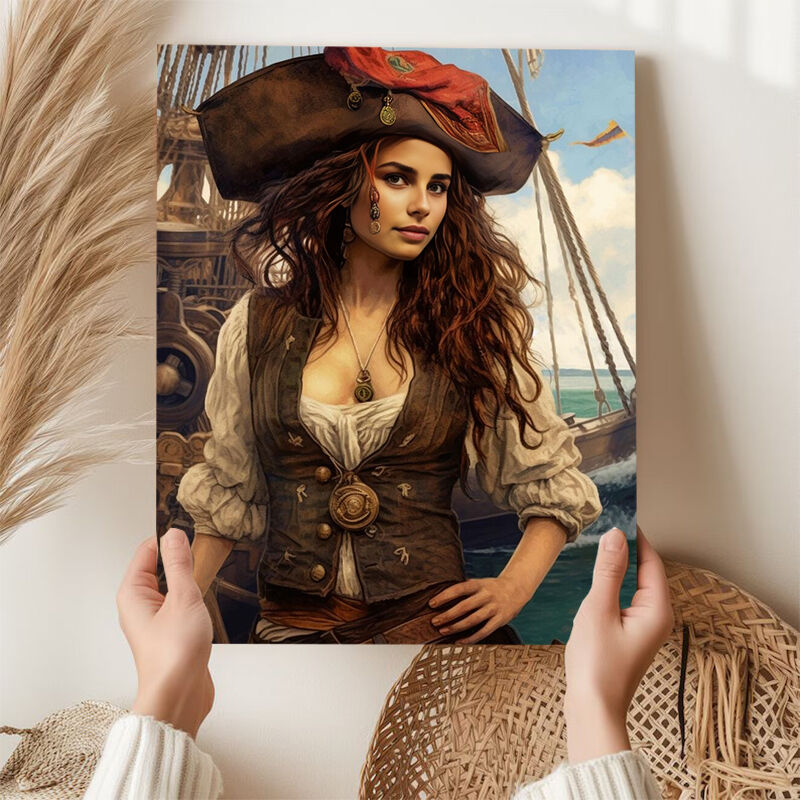Personalized Captain Portraits with Custom Face Swap Rare Gift for Sister