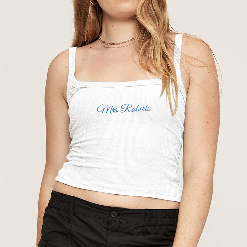 Personalized Tank Top Embroidered Camisole Mrs Custom Name Simple Design Perfect Gift for Her