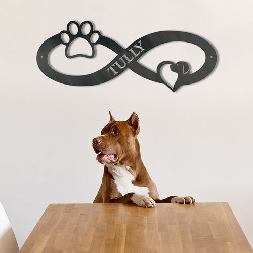 Personalized Infinity Paw Heart Monogram Wood Name Sign