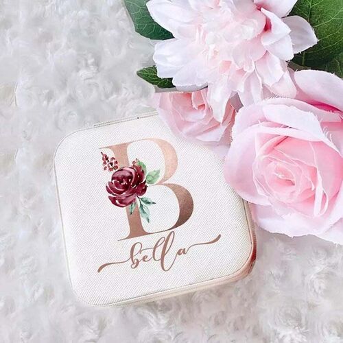 Personalized Jewelry Box With Custom Name and Initial Valentine's Day Gift