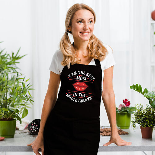 Stylish Apron with Red Mouth Pattern for Dear Mom