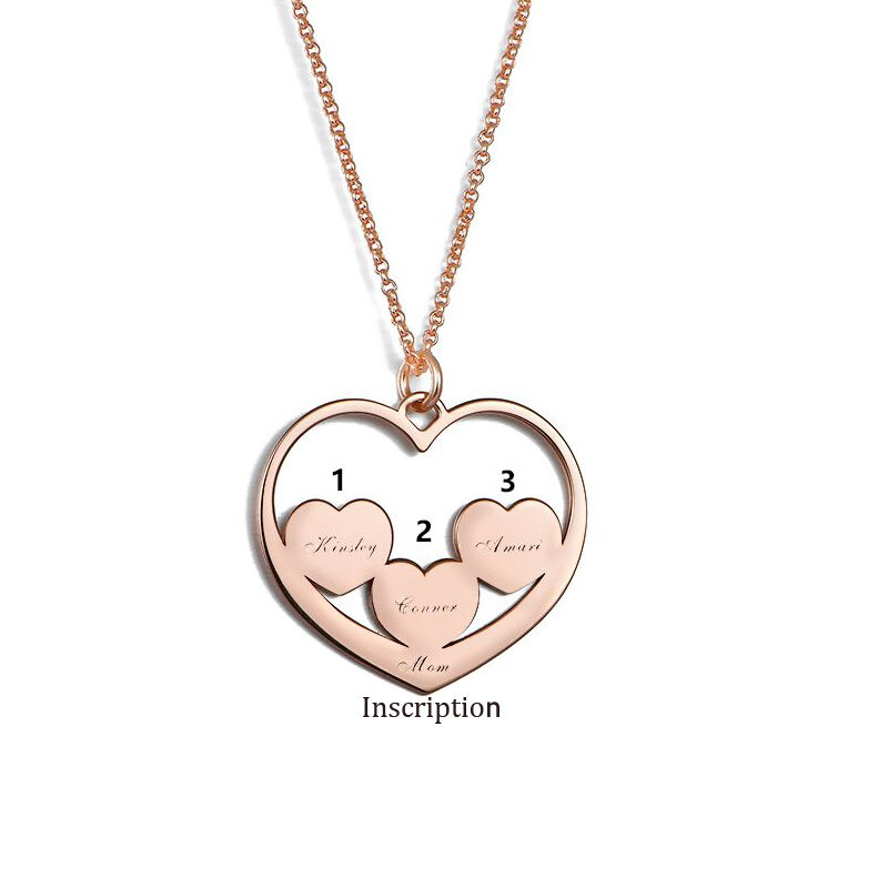 Heart in Heart Mom Necklace with Kids Name