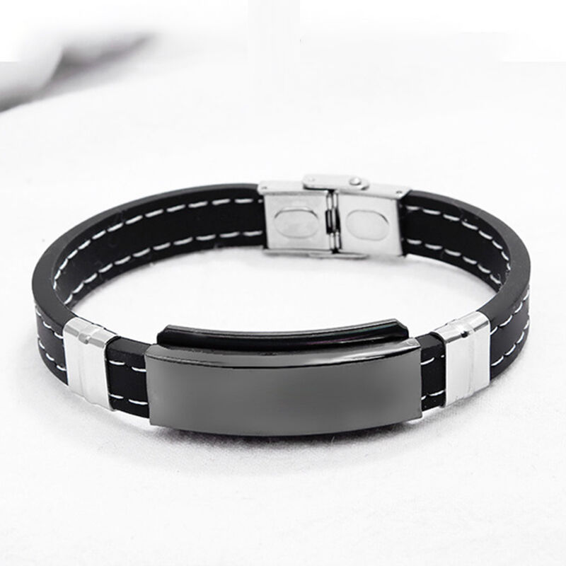 "His History" Personalized Bracelet For Men Stainless Steel and Silicone Band