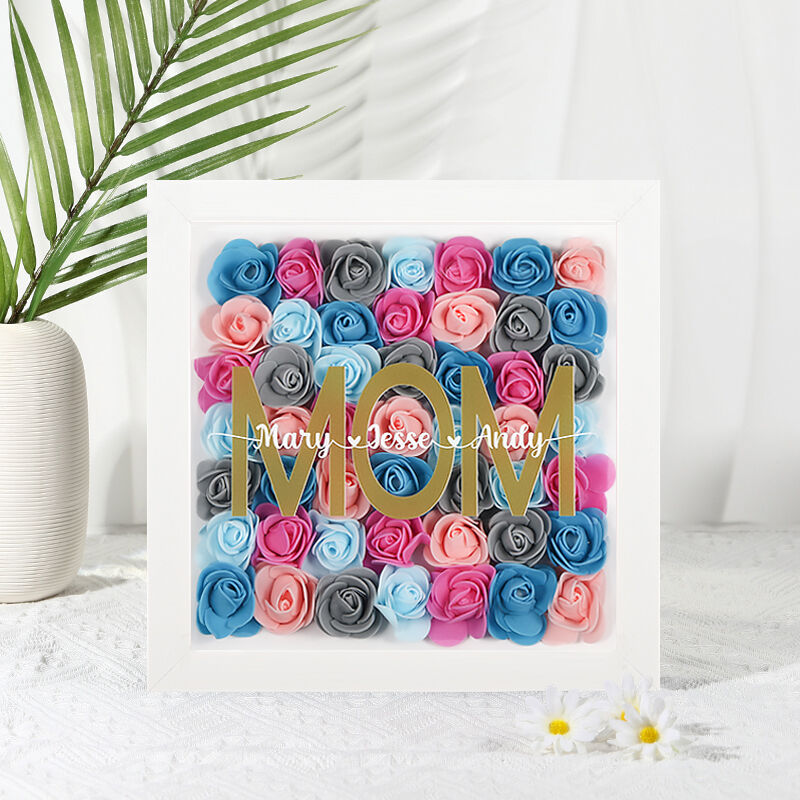 Custom Rose Flower Frame Box With Name Gift for Best Mom