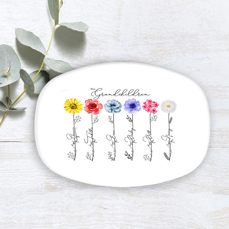 Personalized Name Plate with Custom Birth Flower Marvelous Present for Grandparents