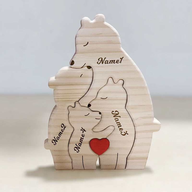 Puzzle en bois personnalisé Nom de famille personnalisé Cadeau chaleureux pour maman