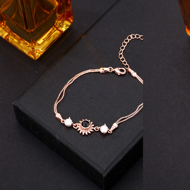 Personalized Projection Picture Bracelet With Sunflower Pendant Thanksgiving Gift For Her