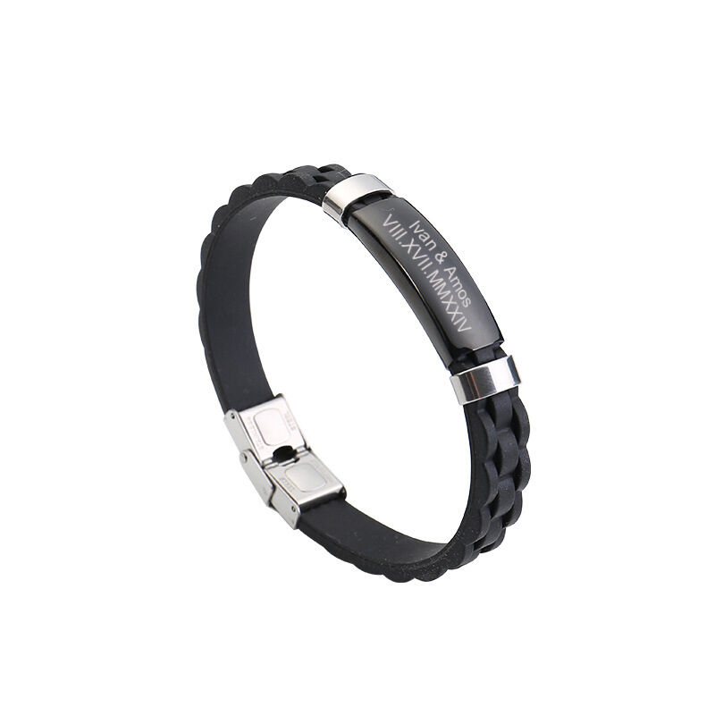 Bracelet homme en cuir personnalisé Date romaine Cadeau de St Valentin
