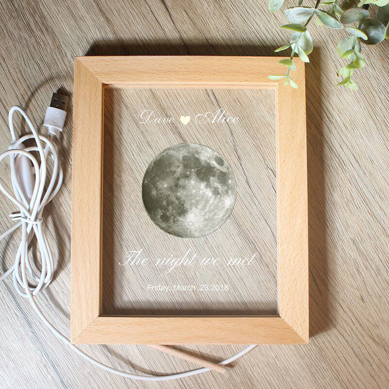 Personalized Moon Phase Picture Night Light Creative Gift for Couples