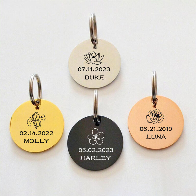 Personalisierter Hundehalsband Anhänger mit anpassbarem Datum und Namen Geburtstagsgeschenk für Haustierliebhaber
