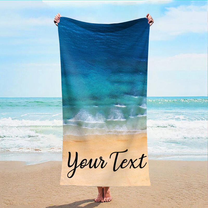 Personalized Name Bath Towel with Sea Pattern Beautiful Present for Friend