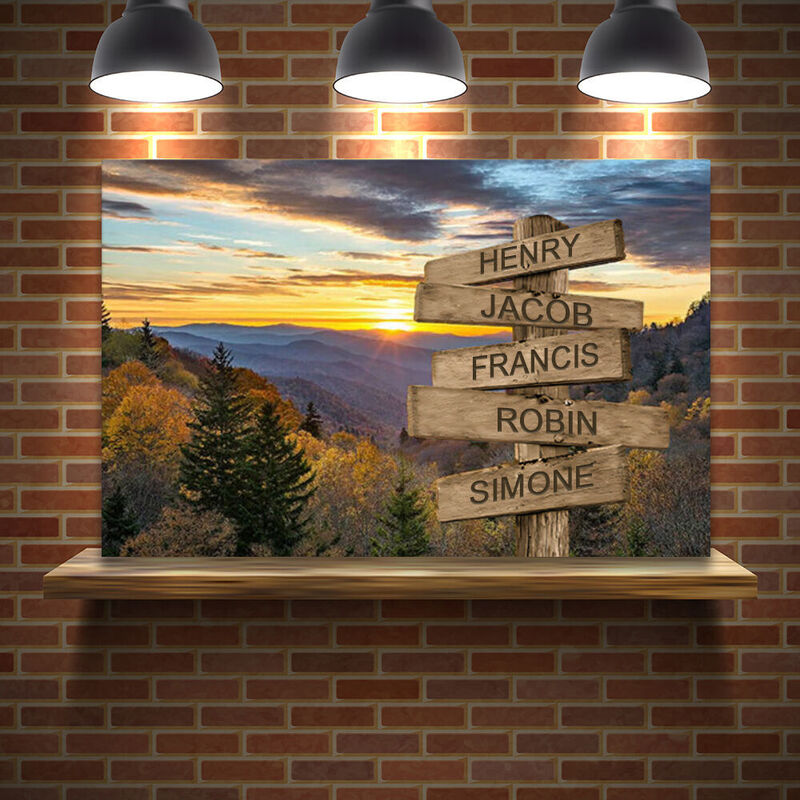 Personalized Name Canvas Wall Art with Beautiful Mountains Pattern Creative Present for Friends