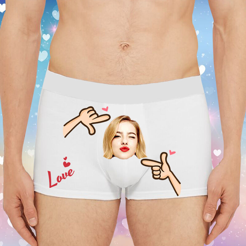 Gepersonaliseerde foto mannen ondergoed boxer slip met leuke actie patroon Valentijnsdag cadeau