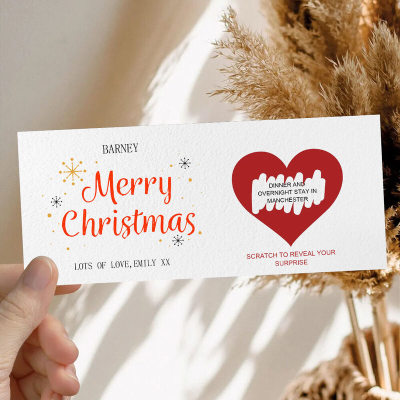 Carte à gratter personnalisée avec message secret personnalisé, parfaite pour un cadeau de Noël surprise