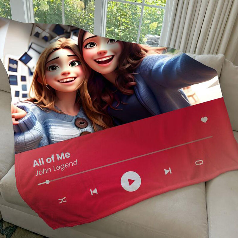 Personalized Picture Blanket with Custom Your Song Creative Present for Couples