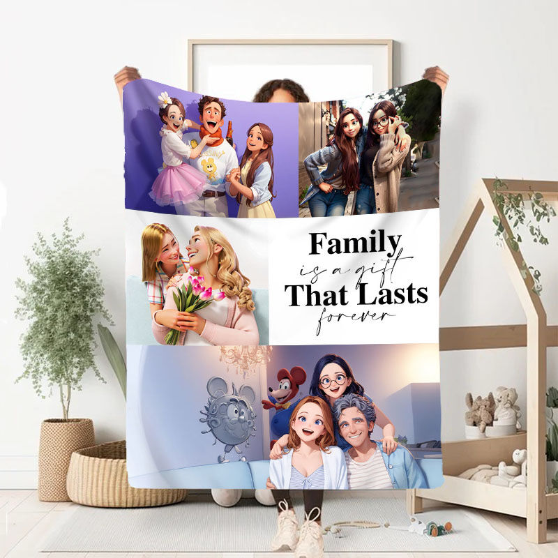 Personalized Picture Blanket Simple Present for Dear Family