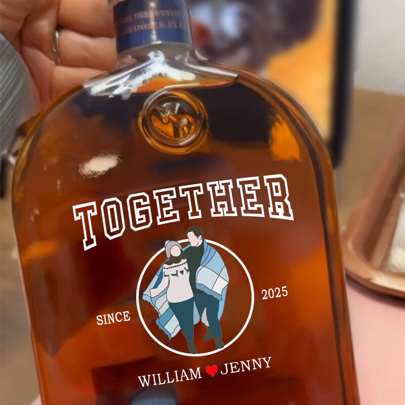 Personalized Picture Whiskey Bottle with Custom Name And Date Unique Present for Couples