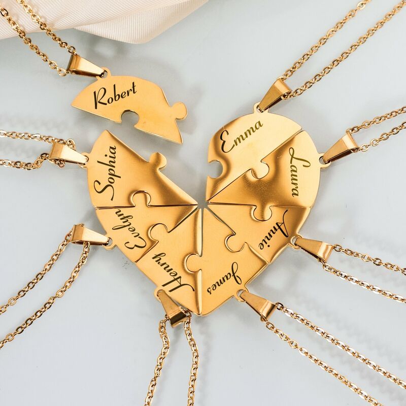 Gepersonaliseerde Hart Naam Puzzel Ketting Warm Cadeau Voor Familieleden