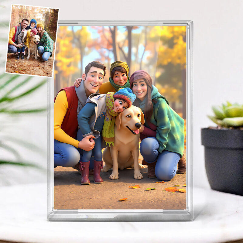 Gepersonaliseerde cartoon foto stijl acryl plaquette cadeau voor familie