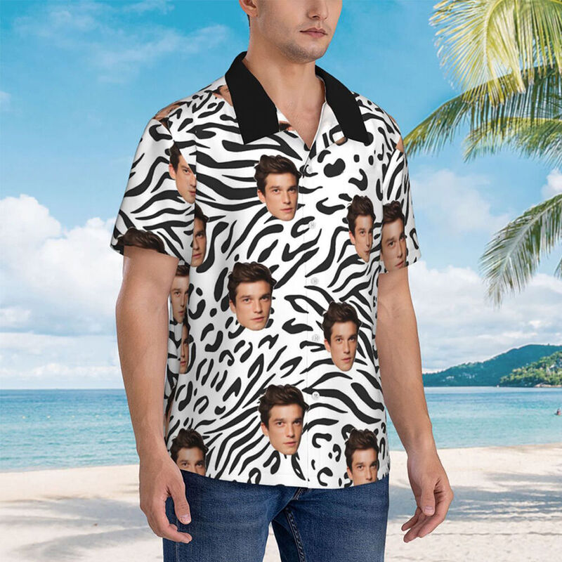 Personalized Hawaiian Shirt Zebra Print Couple Short Sleeves Look for Vacation
