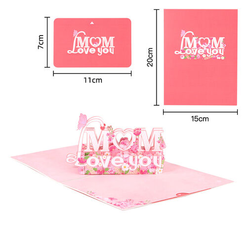 Carte Pop Up 3D creuse "Maman je t'aime" pour la fête des mères