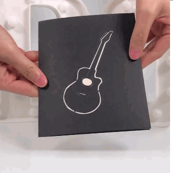 Carte Pop Up 3D Guitare creuse Cadeau créatif pour les amoureux de la musique