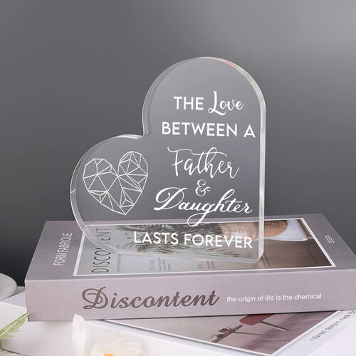 Warm Present for Dad "Lasts Forever" Heart Shaped Acrylic Plaque