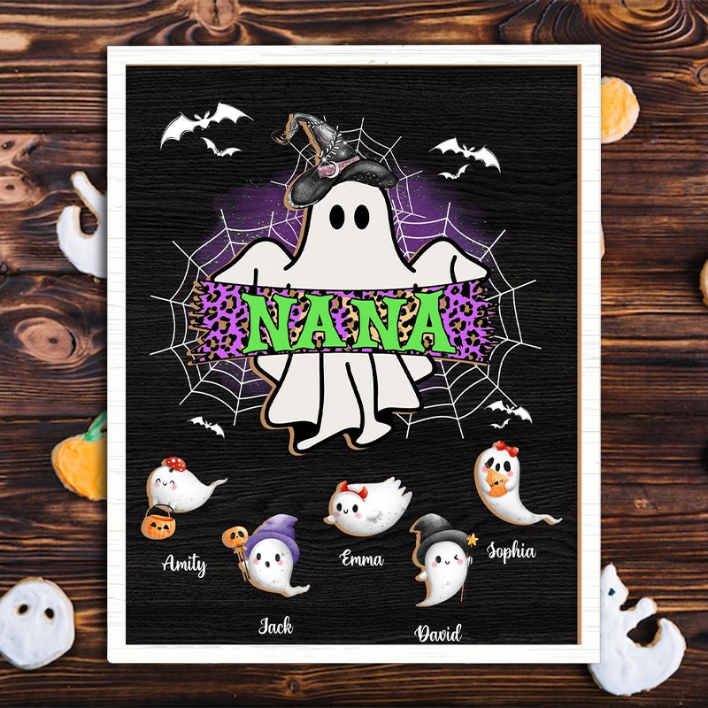 Personalized Wooden Frame Sign Nana's Boo Crew Custom Ghosts Perfect Halloween Gift for Family