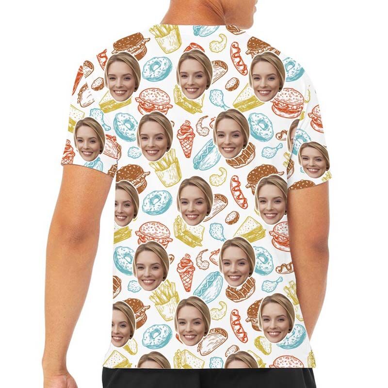 Personalized Face Hawaiian T-Shirt Printed With Plentiful Food