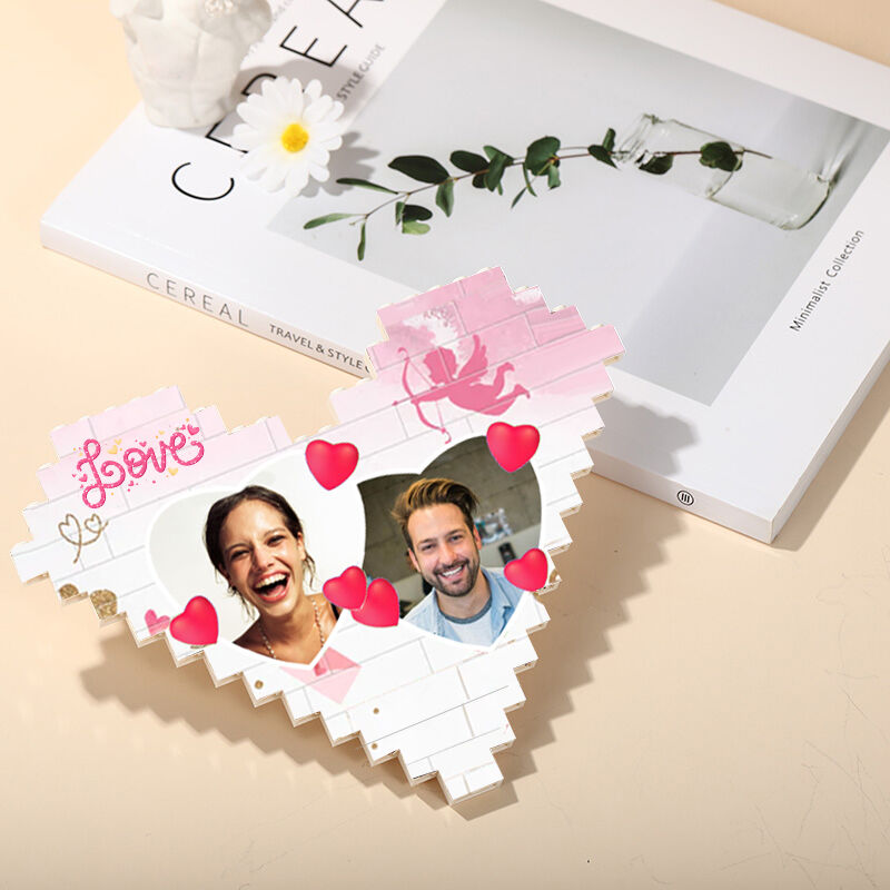 Personalisierte Bausteine Puzzle Personalisierter Fotoblock Herzform für Valentinstag