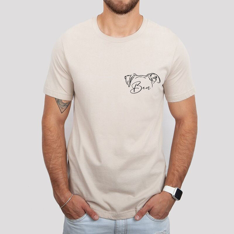 Personalized T-shirt with Custom Pet Ear Outline and Name Attractive Gift for Pet Lover
