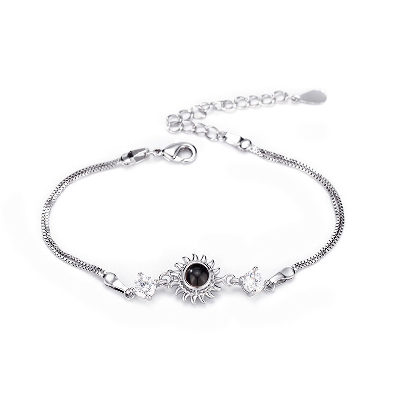 Personalized Projection Picture Bracelet With Sunflower Pendant Thanksgiving Gift For Her