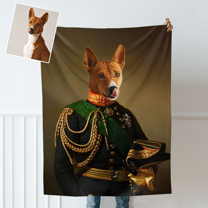 Custom Photo Blanket with Handsome Nobleman Pattern Perfect Present for Pet Lover