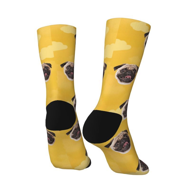 Personalisierte Socken mit Wolkengesicht und Tierbildern für Haustierliebhaber
