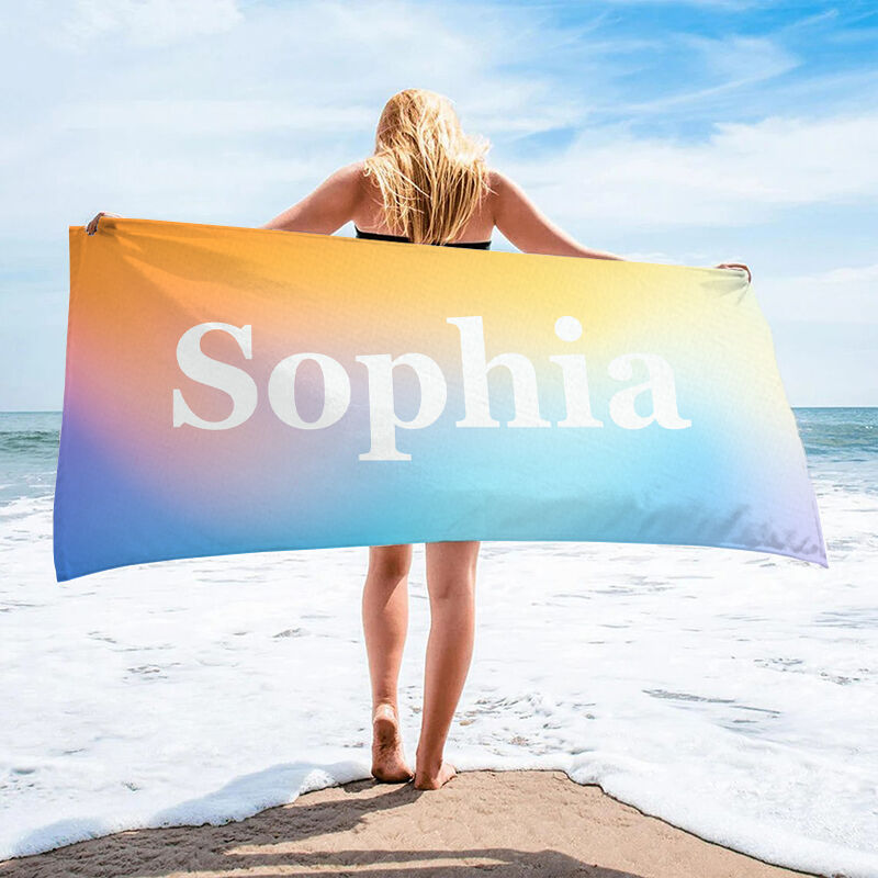 Personalized Name Bath Towel Colorful Present for Bestie