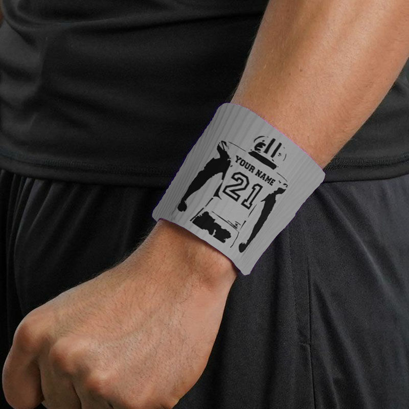 Personalized Sports Wristband Football Player Sketch Design Cool Unique Gift for Football Lover